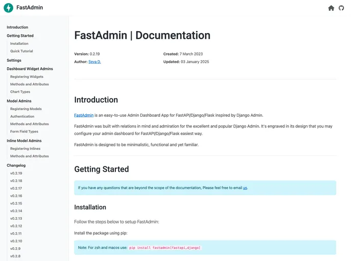 screenshot of Fastadmin