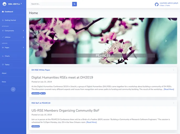 screenshot of Sb Admin Jekyll