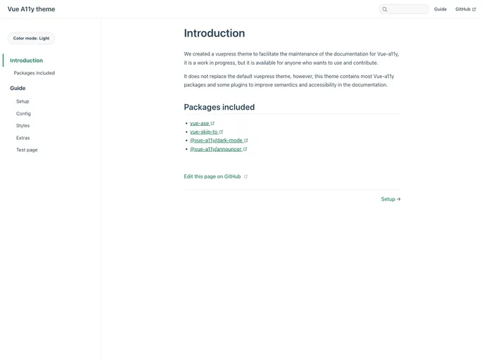 screenshot of Vuepress Theme Default Vue A11y