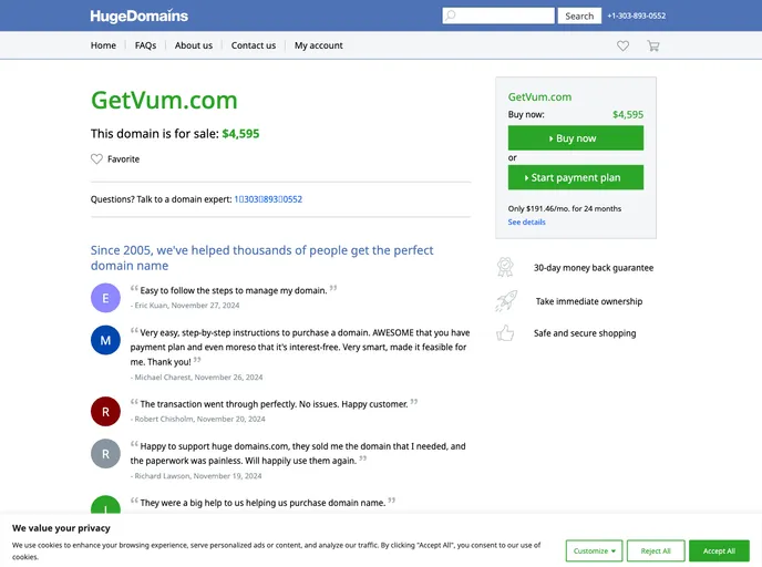 screenshot of Vum