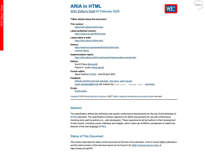 screenshot of Html Aria