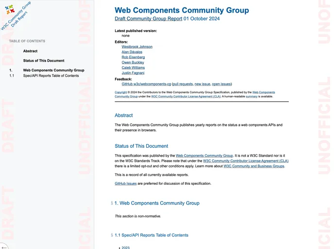 screenshot of Webcomponents Cg