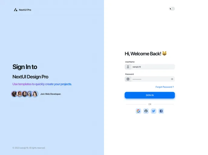 screenshot of Nextui Design Pro