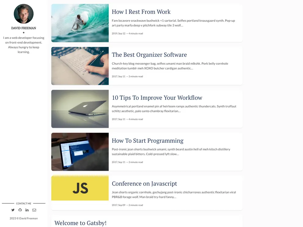 screenshot of Flexible Gatsby