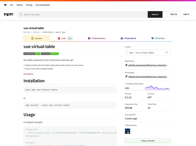 Vue Virtual Table