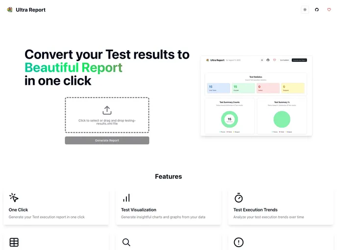 screenshot of Ultra Reporter App