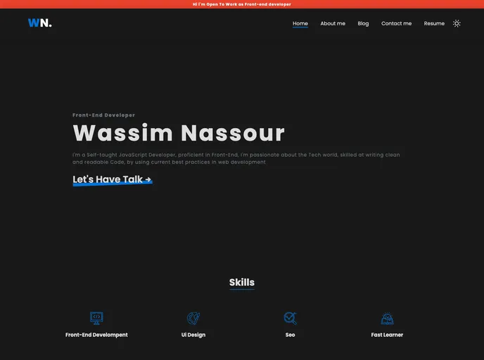 screenshot of Wassim Portfolio
