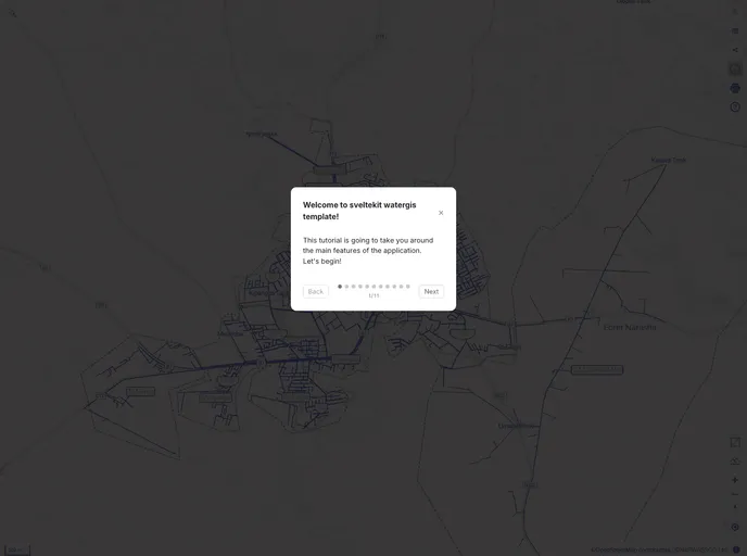 screenshot of Sveltekit Watergis Template
