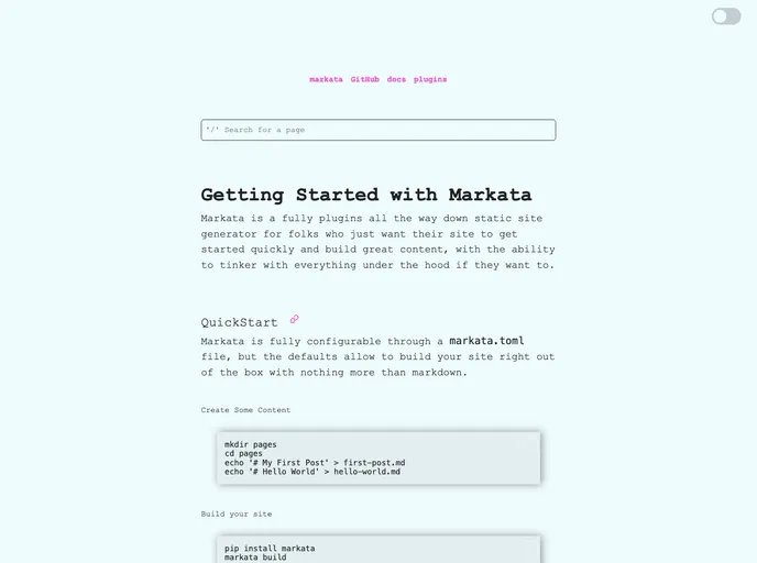 screenshot of Markata