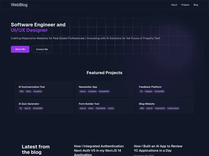 screenshot of Nextjs Blog Portfolio