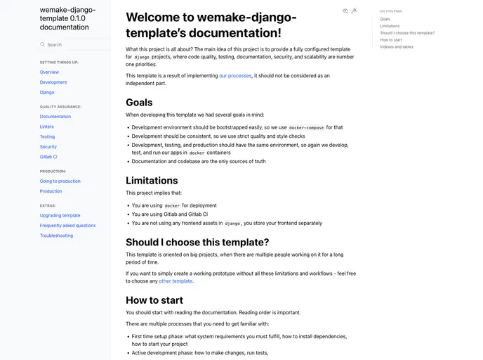 screenshot of Wemake Django Template