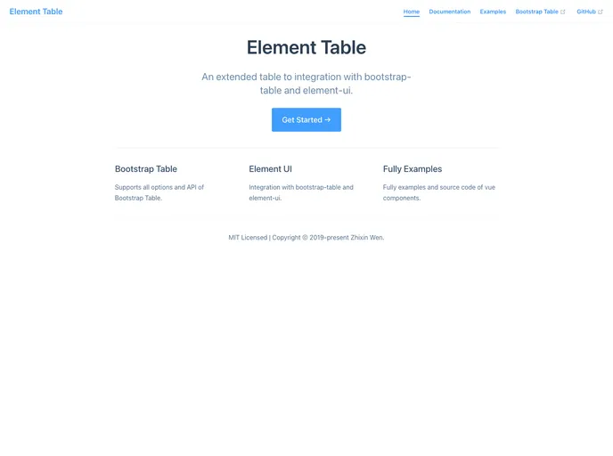 screenshot of Element Table