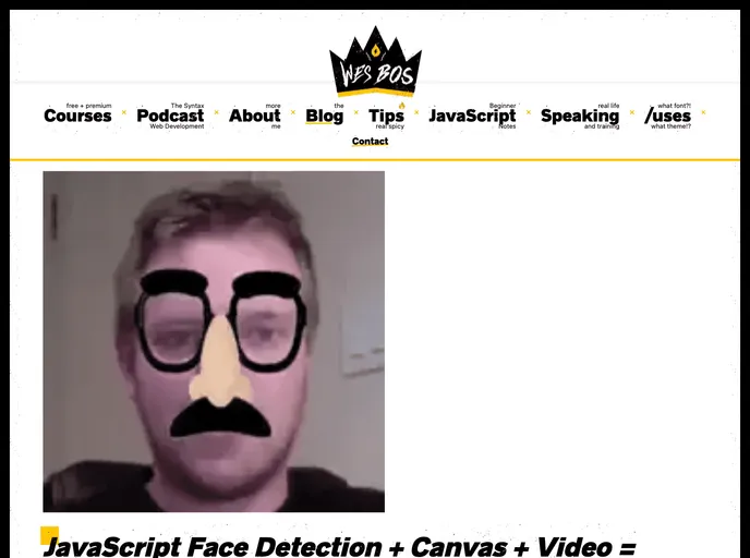 screenshot of HTML5 Face Detection