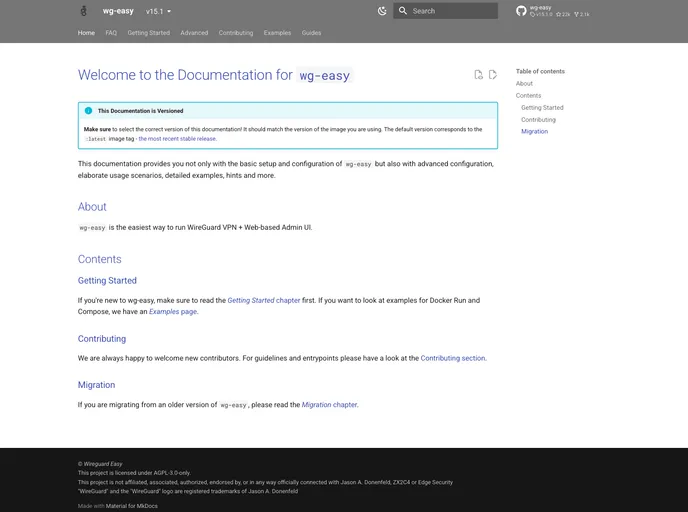 screenshot of Wg Easy