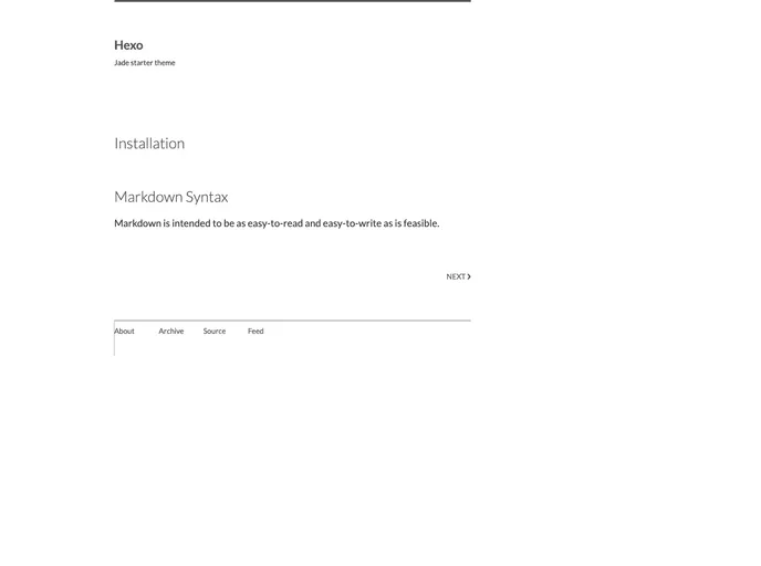 screenshot of Hexo Jade Starter