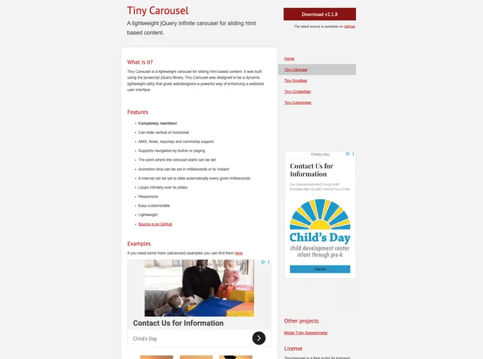 screenshot of Tinycarousel