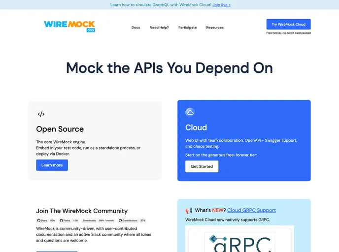 screenshot of Wiremock.org