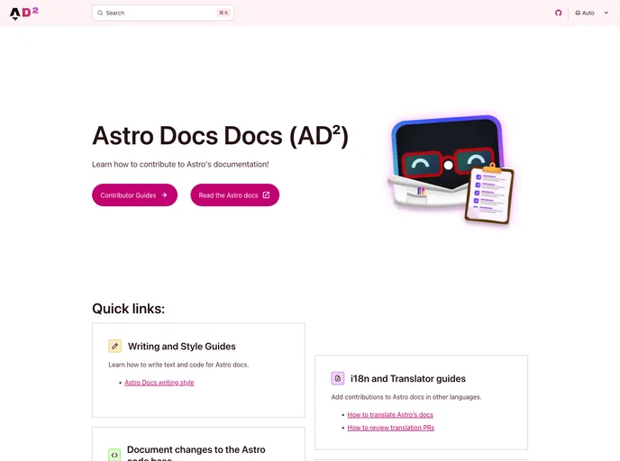 screenshot of Contribute.docs.astro.build