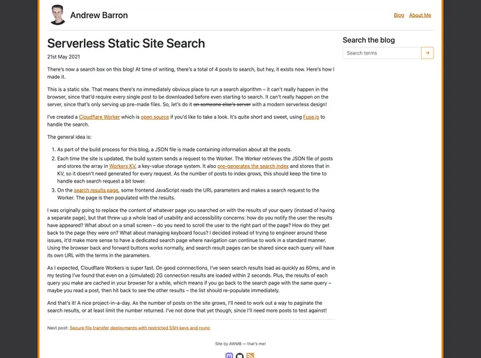screenshot of Static Search
