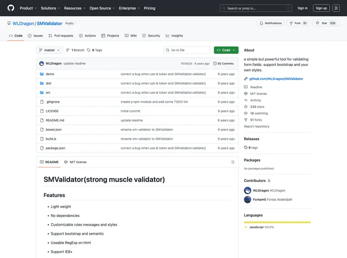 screenshot of SMValidator