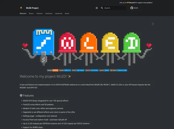 screenshot of WLED Docs