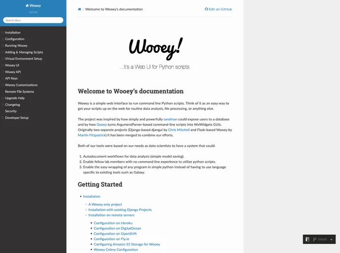 screenshot of Wooey