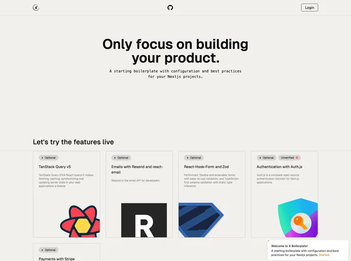 screenshot of X Boilerplate