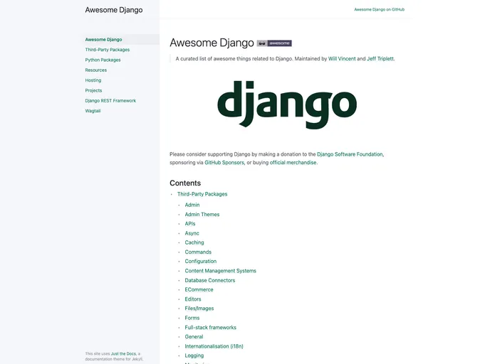 screenshot of Awesome Django