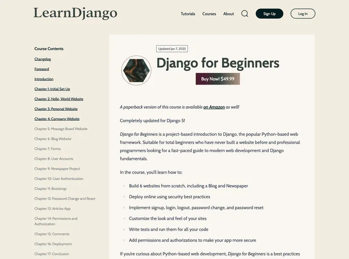 screenshot of Djangoforbeginners
