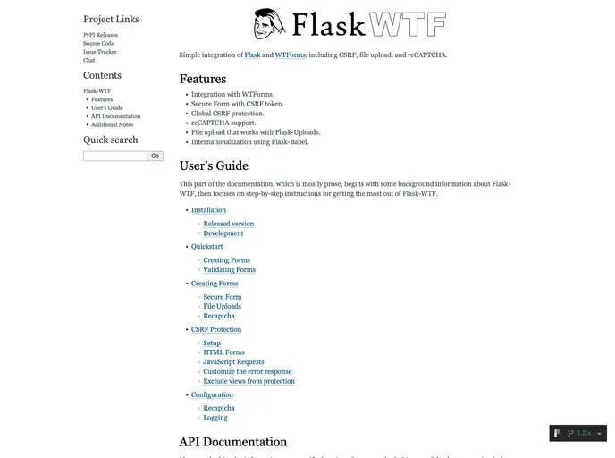 screenshot of Flask Wtf