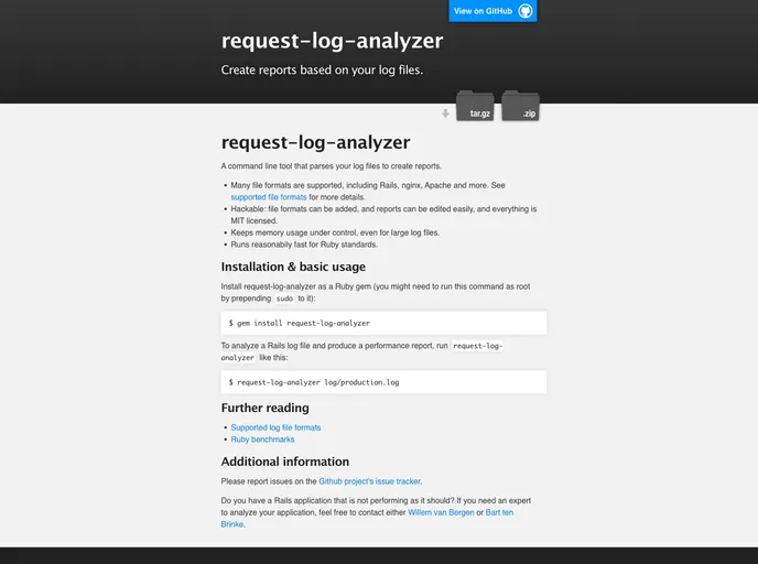 screenshot of Request Log Analyzer