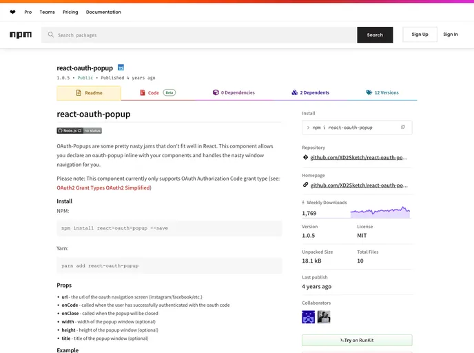 React Oauth Popup