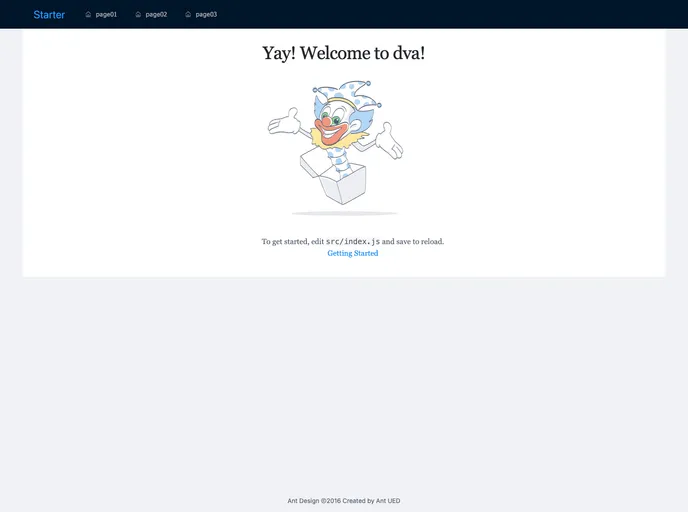 screenshot of Dva Antd Starter