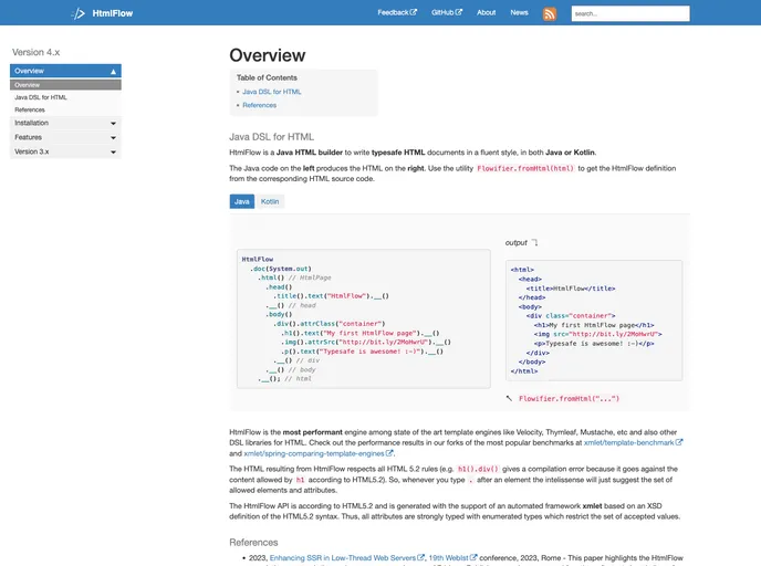 screenshot of HtmlFlow