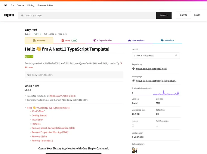 screenshot of Easy Next