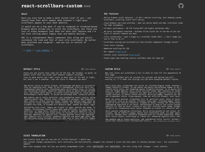 React Scrollbars Custom
