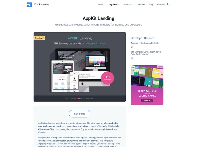 screenshot of AppKit Landing Theme