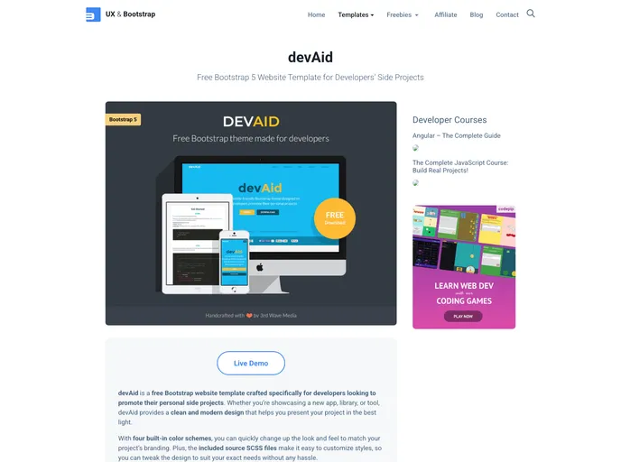 screenshot of DevAid Theme