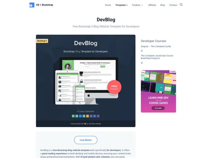 screenshot of DevBlog Theme