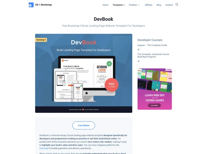 screenshot of DevBook Theme