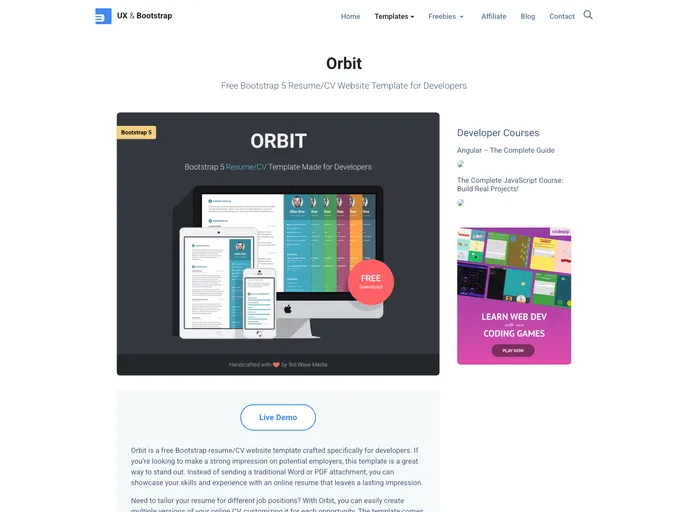 screenshot of Orbit Theme