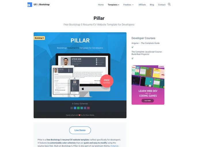 screenshot of Pillar Theme