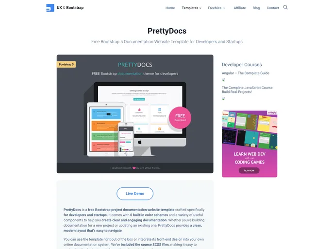 screenshot of PrettyDocs Theme