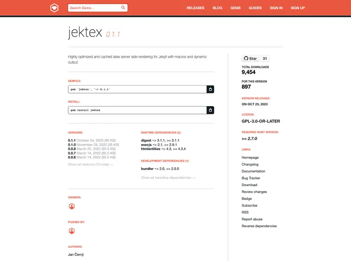 screenshot of Jektex