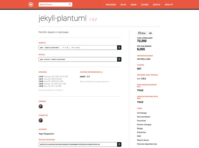 screenshot of Jekyll Plantuml