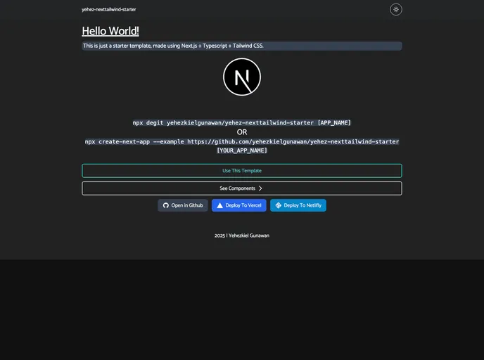 screenshot of Yehez Nexttailwind Starter
