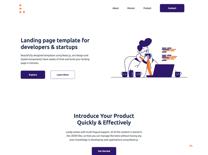 screenshot of Landy Gatsby Starter