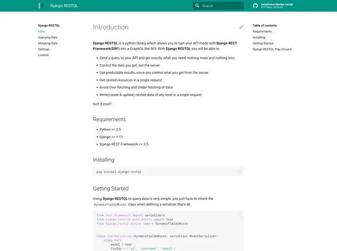screenshot of Django Restql