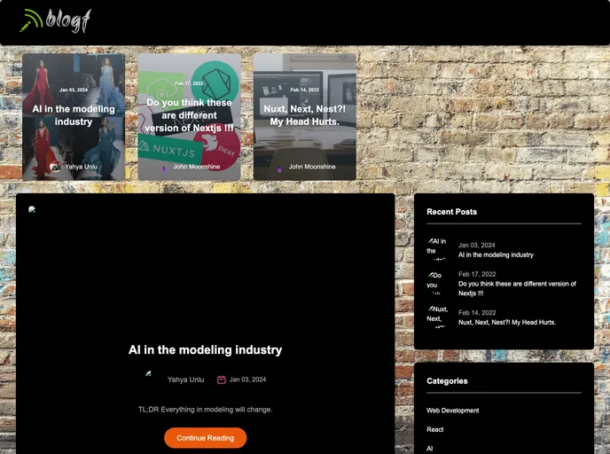 screenshot of Blogf Cmsblog