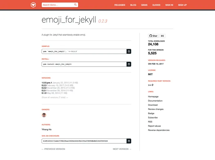 screenshot of Emoji For Jekyll